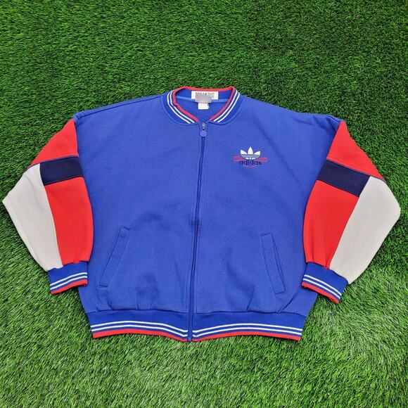 Vintage 80s ADIDAS Track Jacket 2XL 26x25 Cropped Boxy - Picture 1 of 13